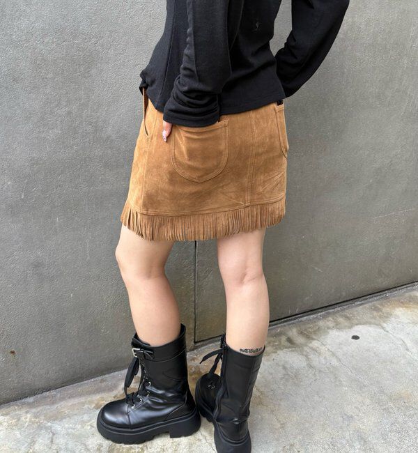  「スウェードフリンジミニスカート」|スカート|