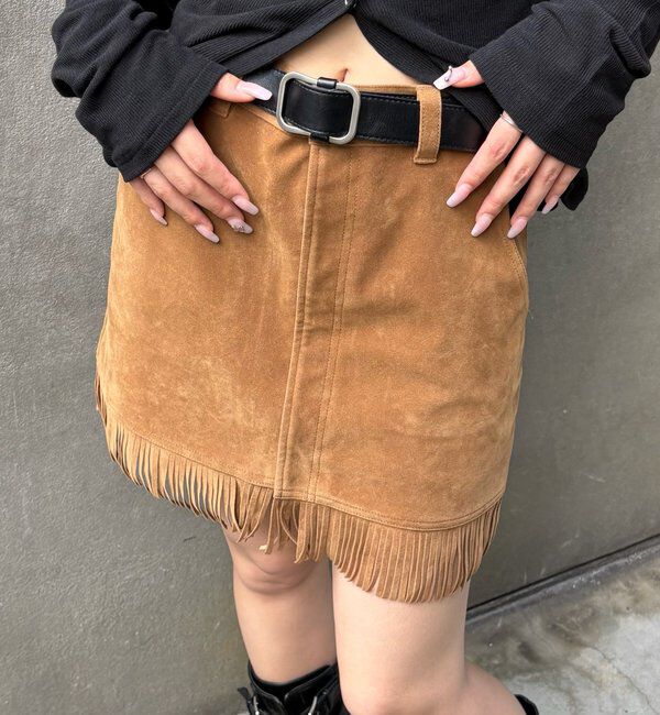  「スウェードフリンジミニスカート」|スカート|