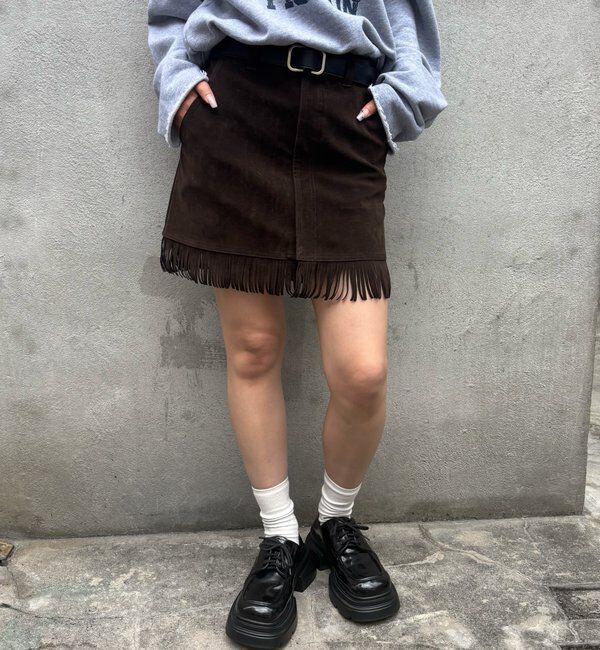  「スウェードフリンジミニスカート」|スカート|