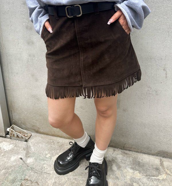  「スウェードフリンジミニスカート」|スカート|