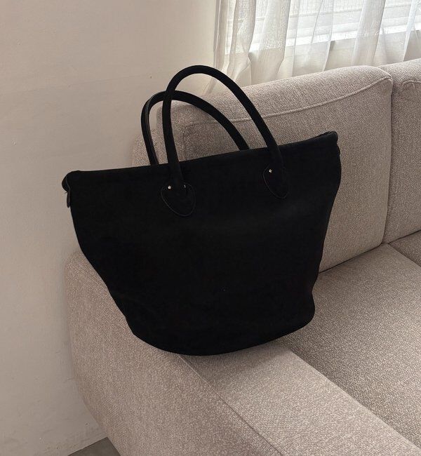  「【大容量】スエード台形トート」|トートバッグ|ブラック