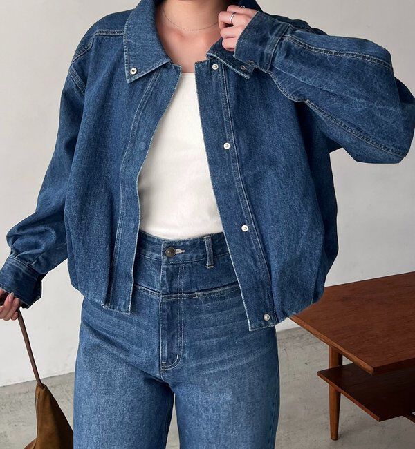  「【サイズ展開あり/セットアップ対応】ラウンドデニムブルゾン」|ブルゾン・スタジャン|