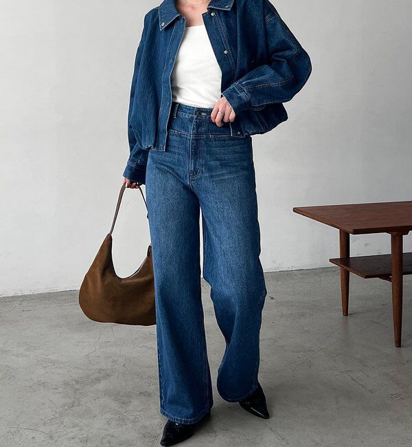  「【サイズ展開あり/セットアップ対応】ラウンドデニムブルゾン」|ブルゾン・スタジャン|