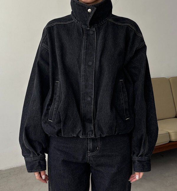  「【サイズ展開あり/セットアップ対応】ラウンドデニムブルゾン」|ブルゾン・スタジャン|