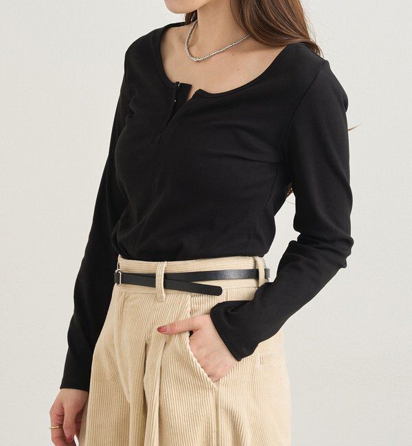  「フロントホックロンtee」|Tシャツ・カットソー|ブラック