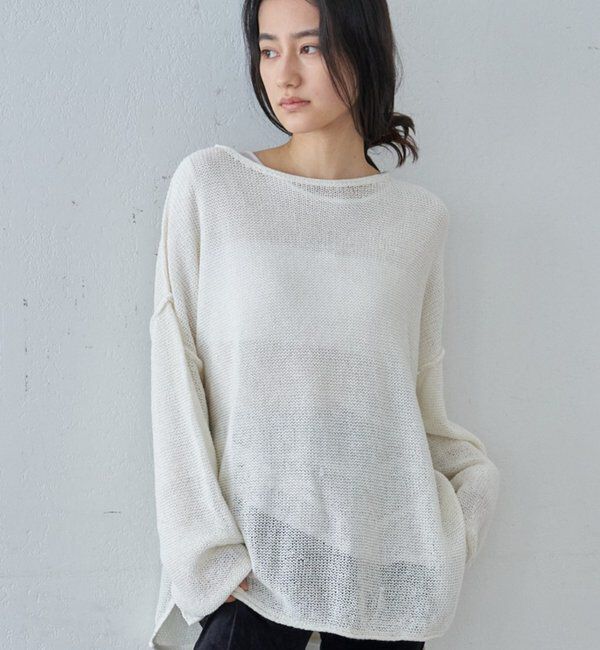  「【26SS予約】リネンオーバーニット」|ニット・セーター|オフホワイト