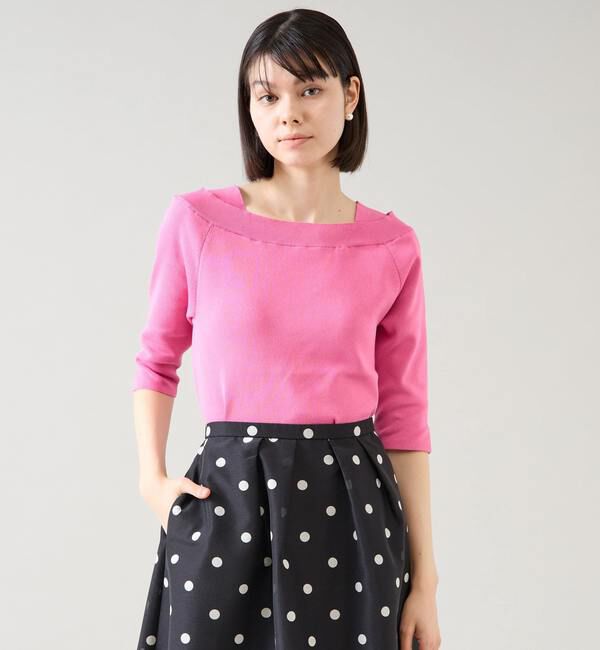 TIARA「デザインボートネックニット」|ニット・セーター|ピンク