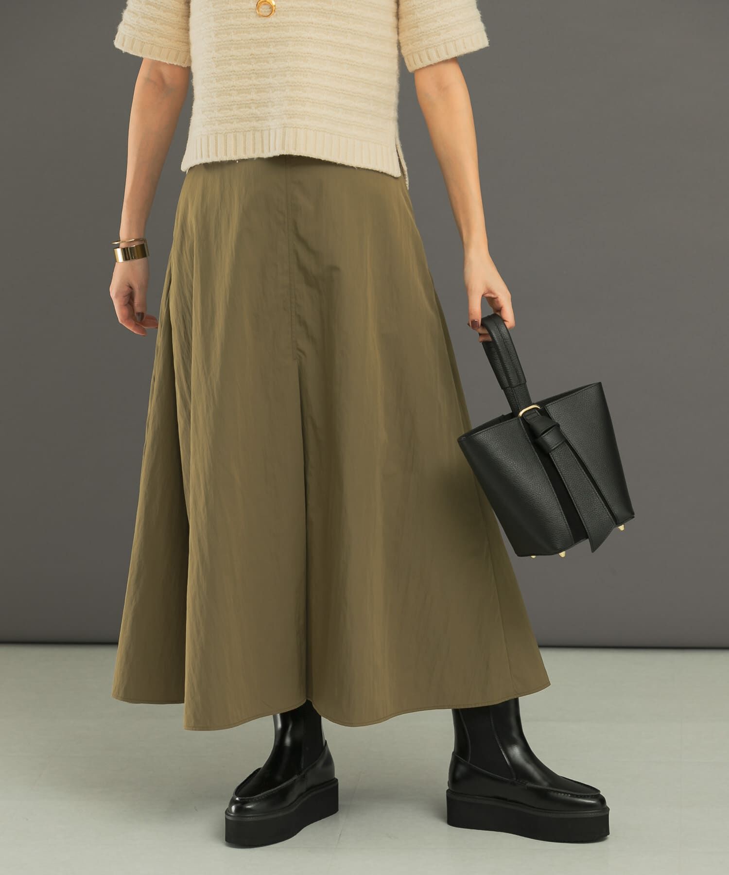 URBAN RESEARCH ROSSO「タフタロングフレアスカート」|スカート|イエロー系その他