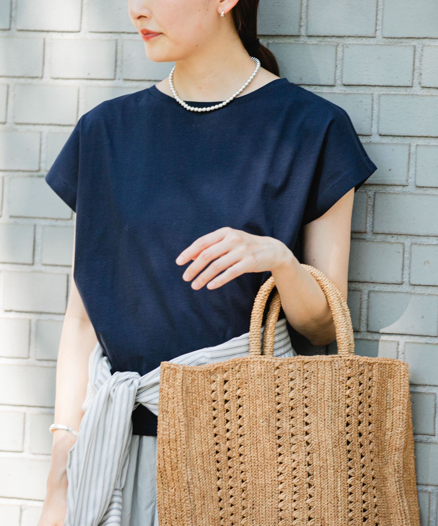 URBAN RESEARCH「スーピマコットンボートネックカットソー」|Tシャツ・カットソー|ネイビー