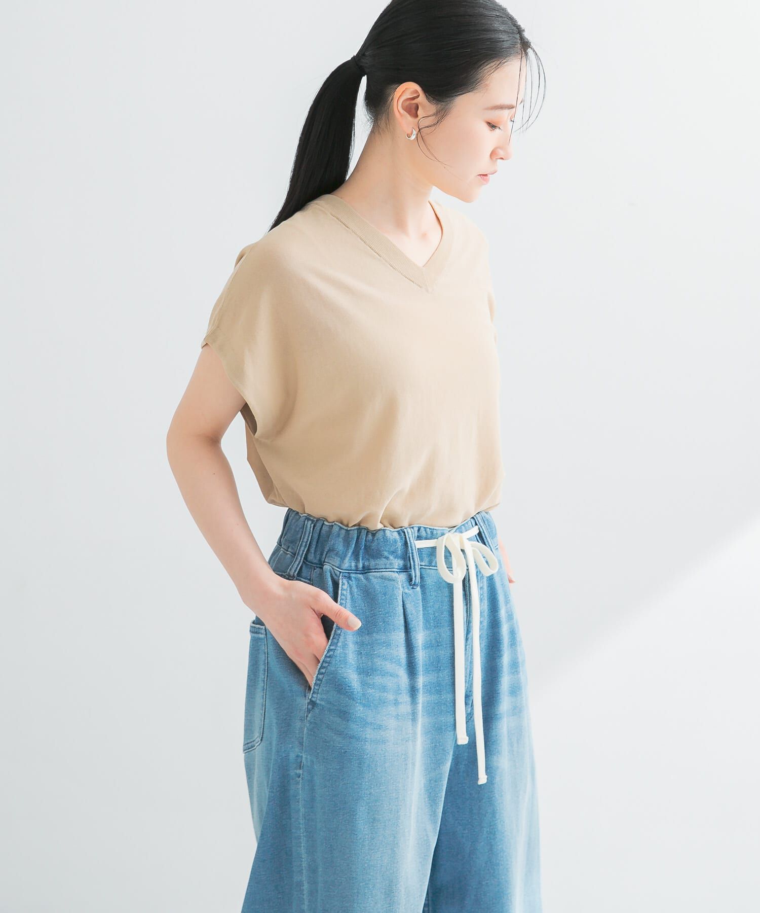 URBAN RESEARCH「『UVカット』2WAYフレンチスリーブニット」|ニット・セーター|