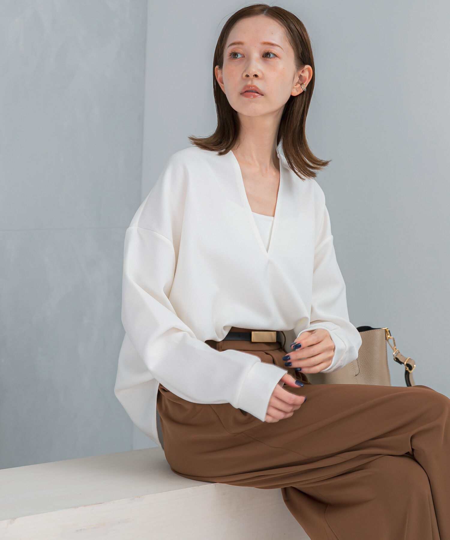 URBAN RESEARCH ROSSO「Vネックジョーゼットプルオーバー」|Tシャツ・カットソー|