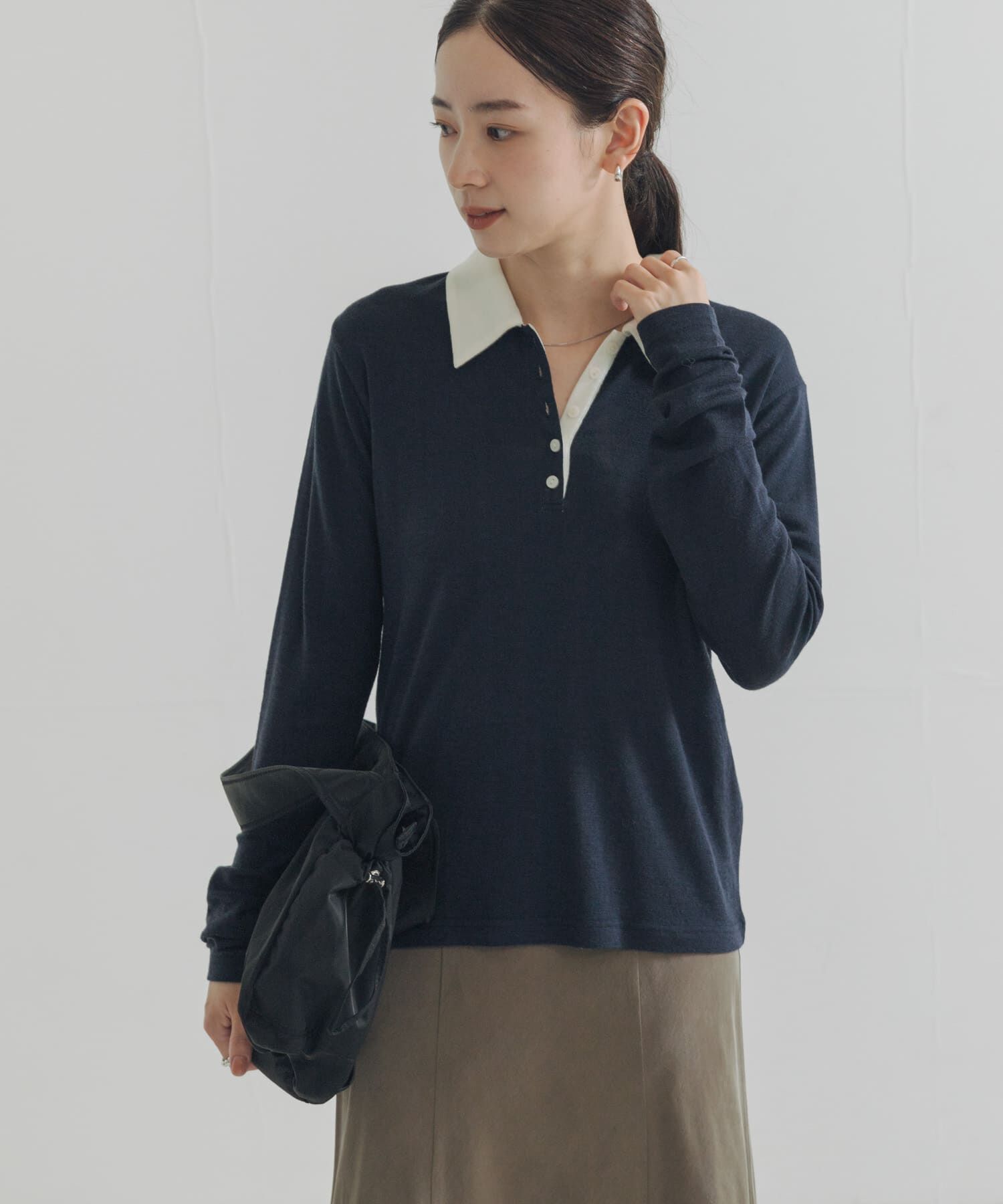 URBAN RESEARCH「ウールジャージーポロ衿トップス」|ニット・セーター|