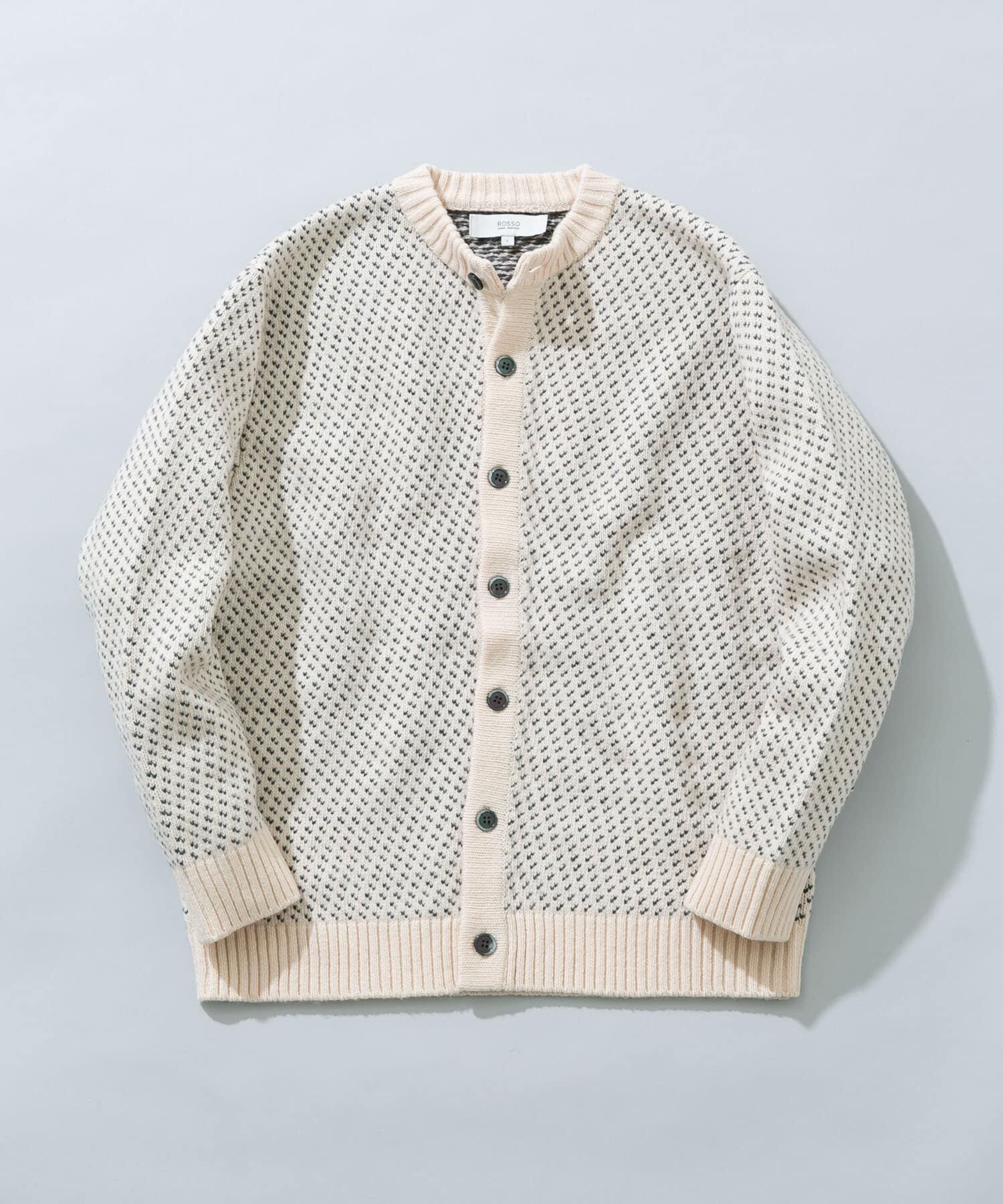 URBAN RESEARCH ROSSO「『XLサイズあり』バーズアイ柄クルーニットカーディガン」|カーディガン|アイボリー