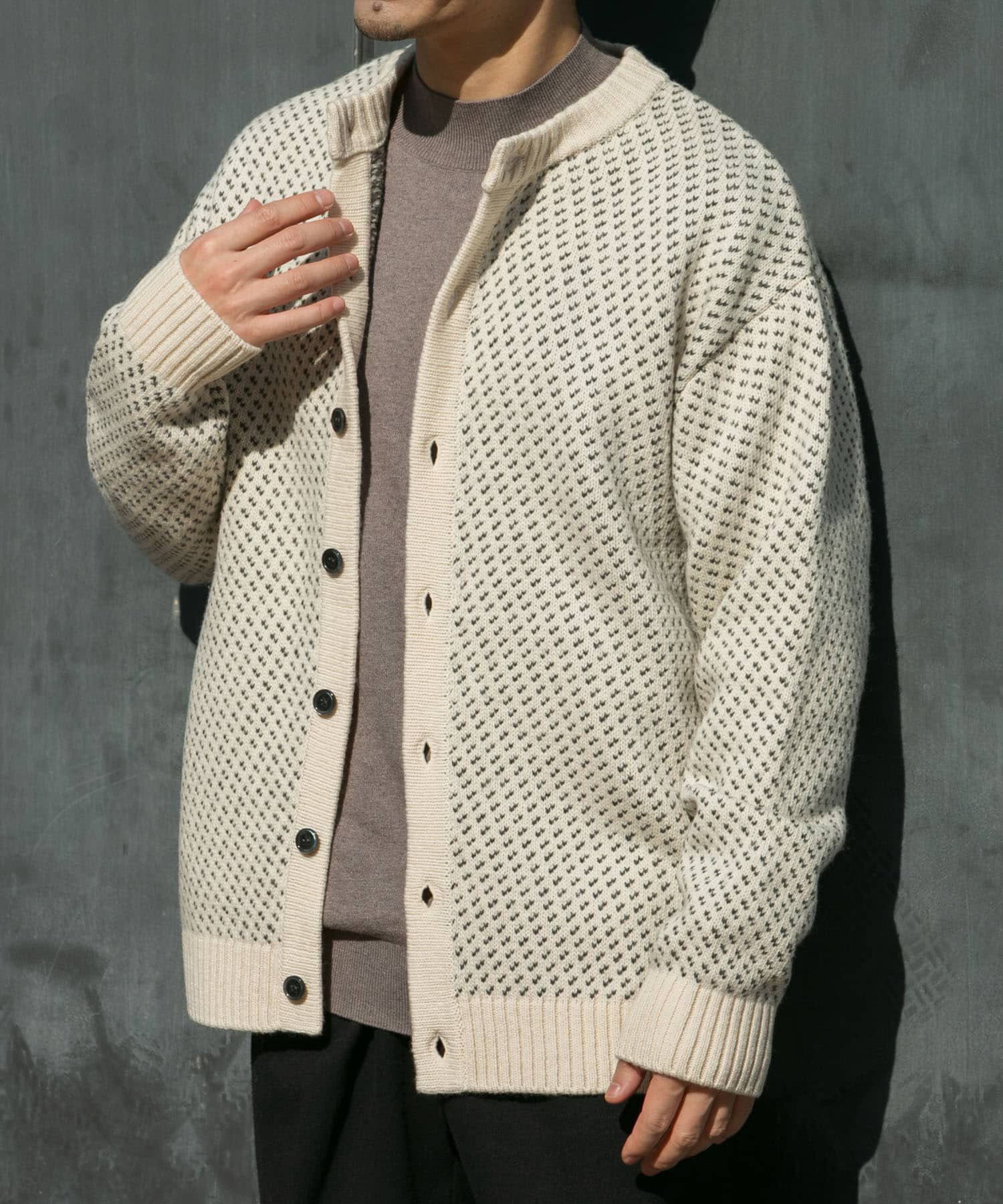 URBAN RESEARCH ROSSO「『XLサイズあり』バーズアイ柄クルーニットカーディガン」|カーディガン|