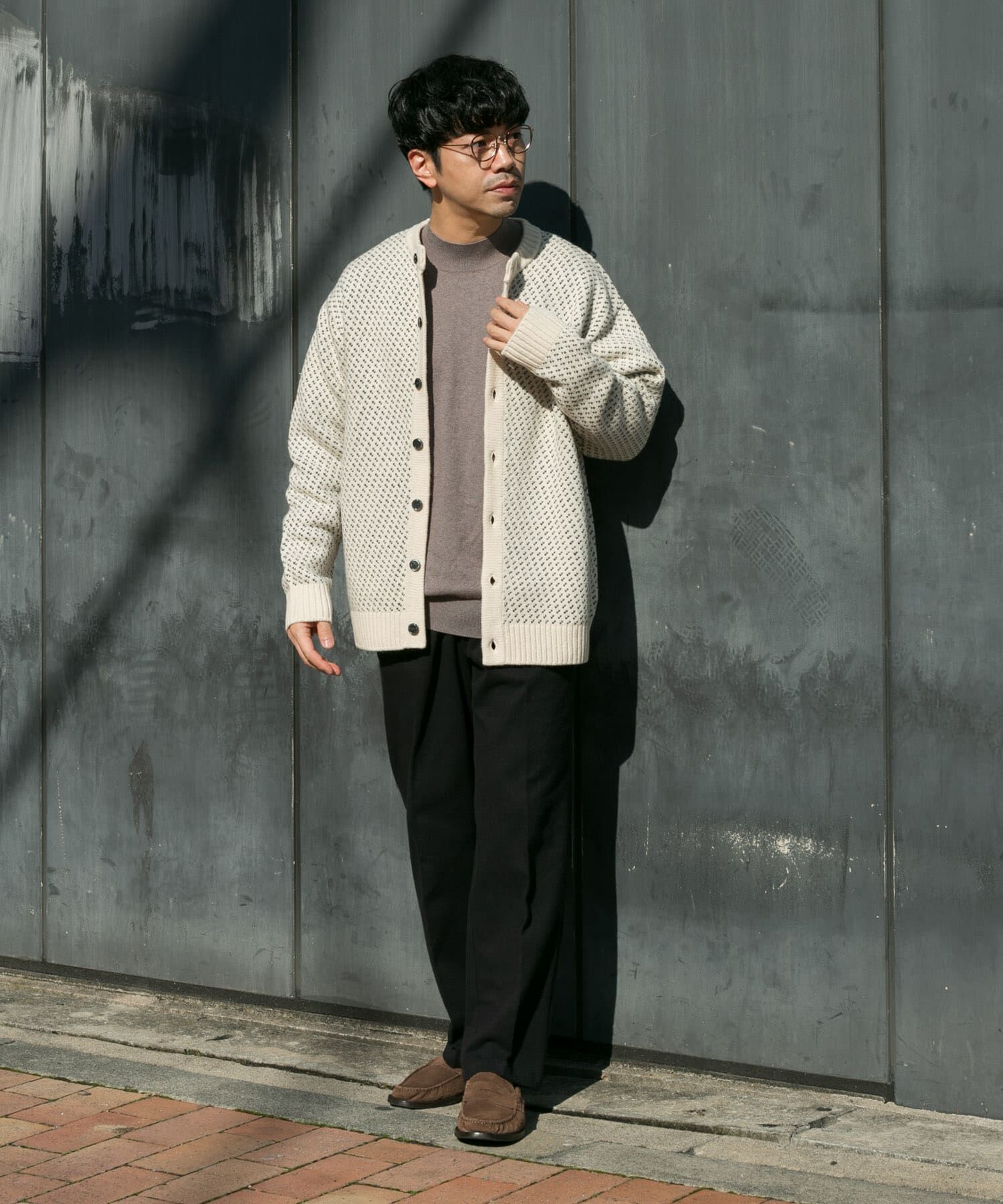 URBAN RESEARCH ROSSO「『XLサイズあり』バーズアイ柄クルーニットカーディガン」|カーディガン|