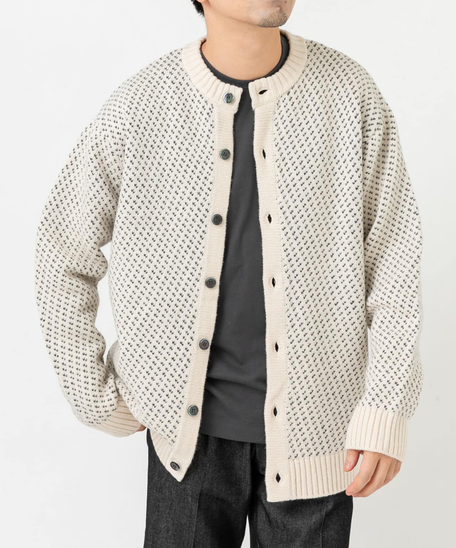 URBAN RESEARCH ROSSO「『XLサイズあり』バーズアイ柄クルーニットカーディガン」|カーディガン|