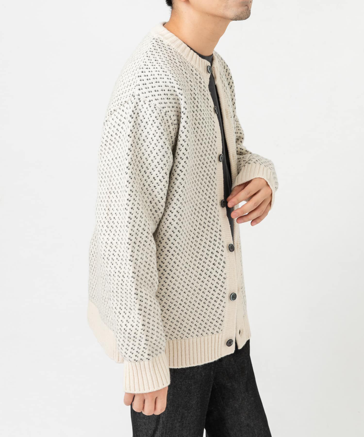 URBAN RESEARCH ROSSO「『XLサイズあり』バーズアイ柄クルーニットカーディガン」|カーディガン|