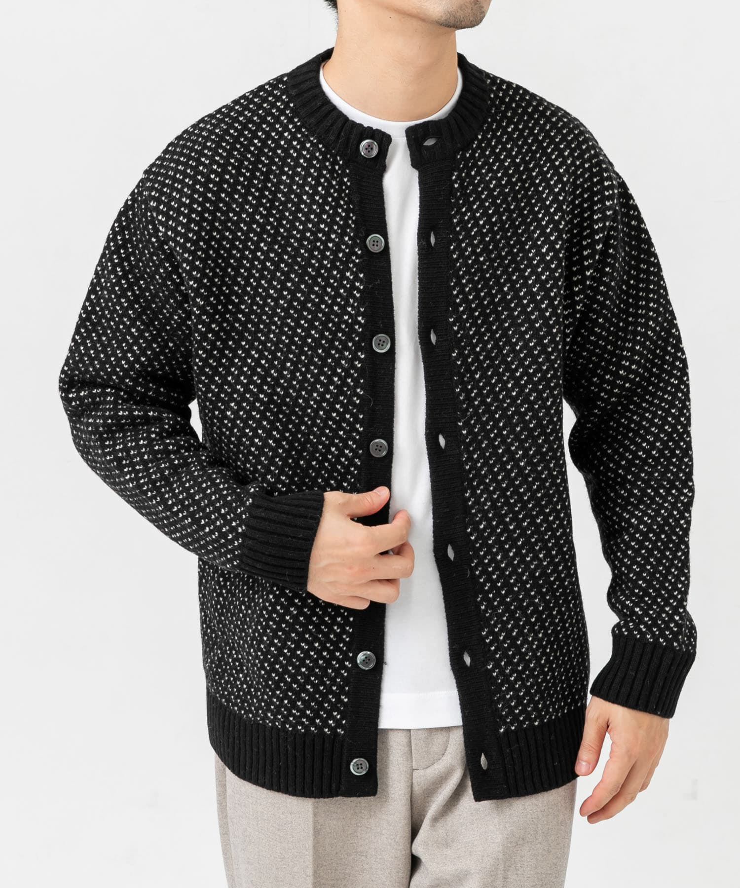 URBAN RESEARCH ROSSO「『XLサイズあり』バーズアイ柄クルーニットカーディガン」|カーディガン|