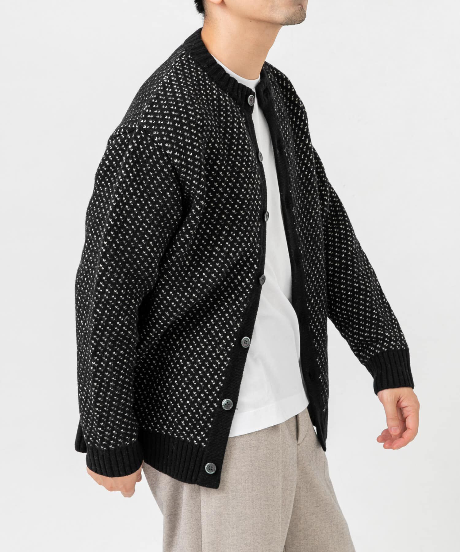 URBAN RESEARCH ROSSO「『XLサイズあり』バーズアイ柄クルーニットカーディガン」|カーディガン|