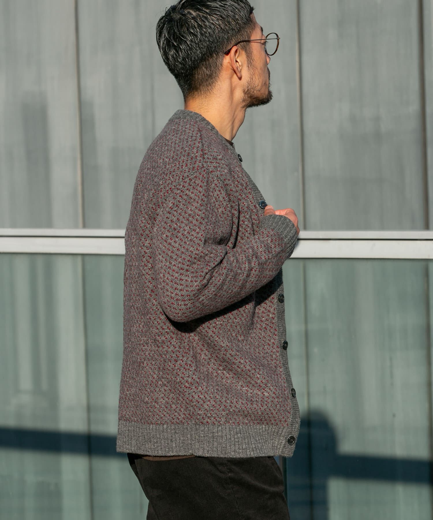 URBAN RESEARCH ROSSO「『XLサイズあり』バーズアイ柄クルーニットカーディガン」|カーディガン|