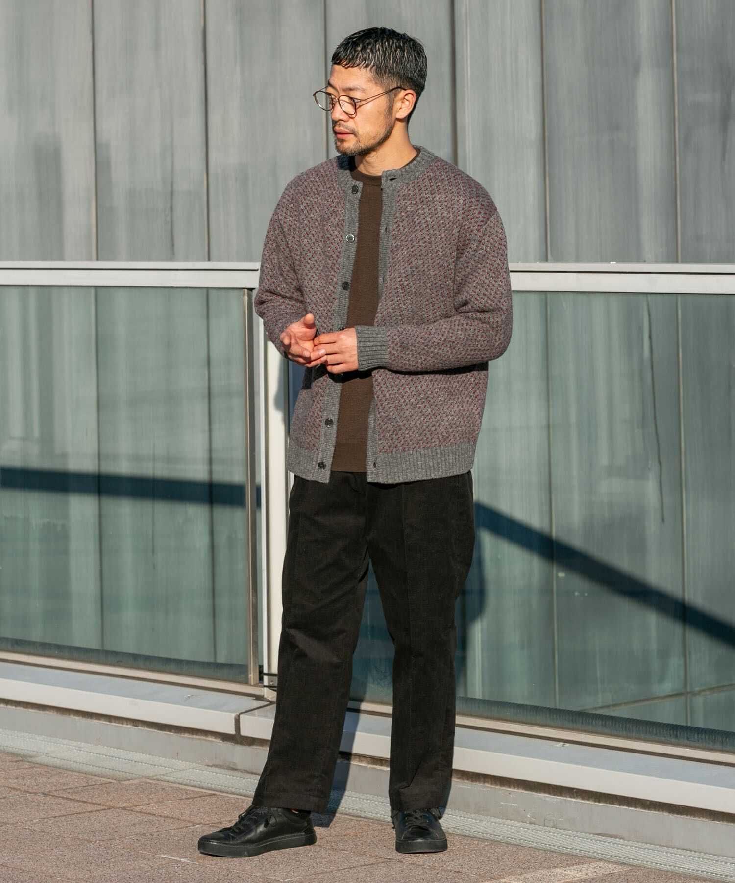 URBAN RESEARCH ROSSO「『XLサイズあり』バーズアイ柄クルーニットカーディガン」|カーディガン|