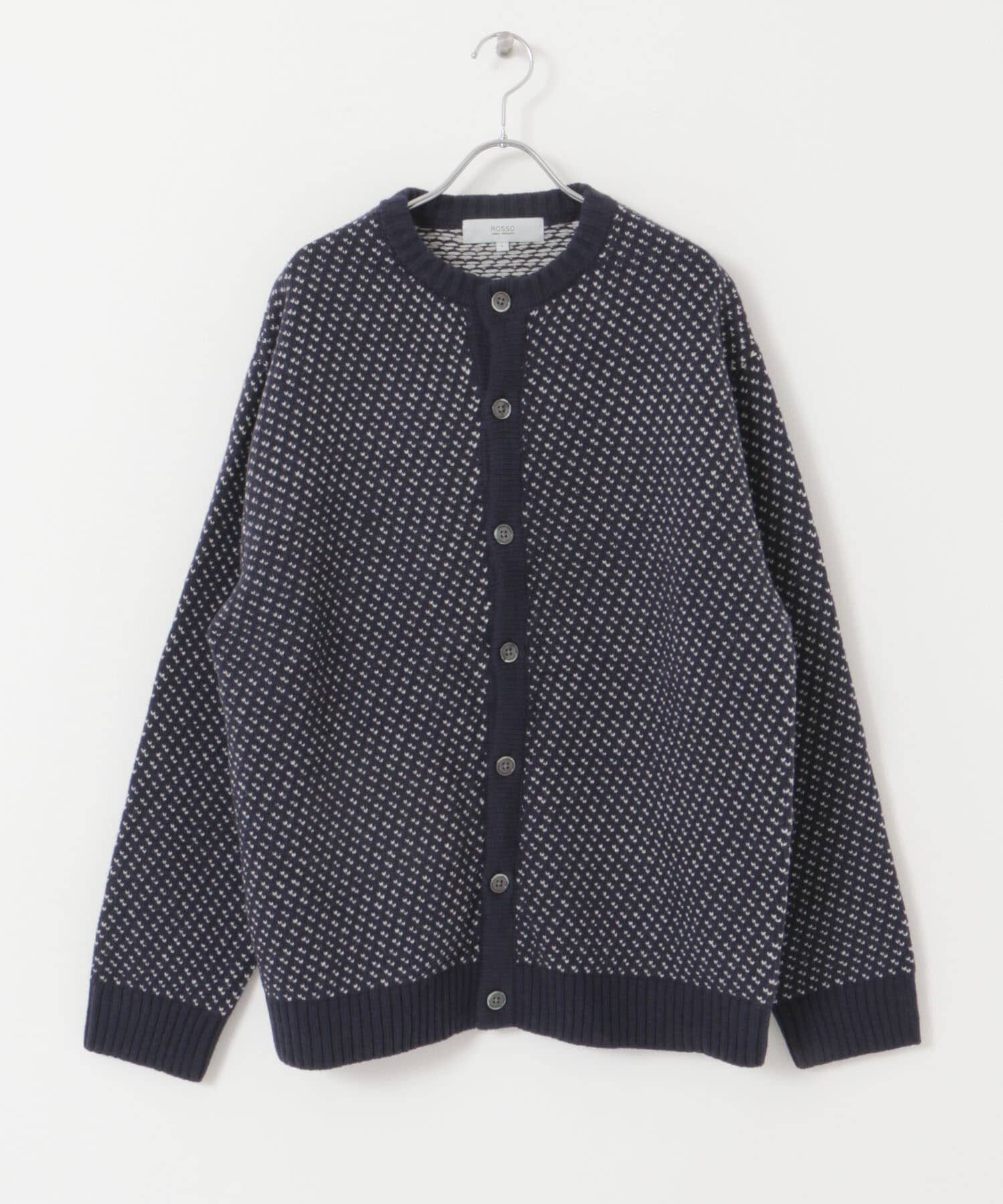 URBAN RESEARCH ROSSO「『XLサイズあり』バーズアイ柄クルーニットカーディガン」|カーディガン|
