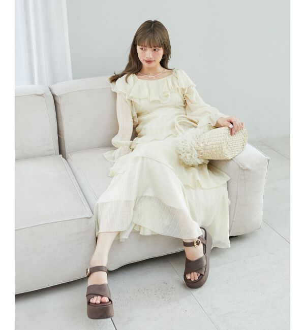 MAJESTICLEGON「エアリーフリルロングワンピース」|ワンピース|