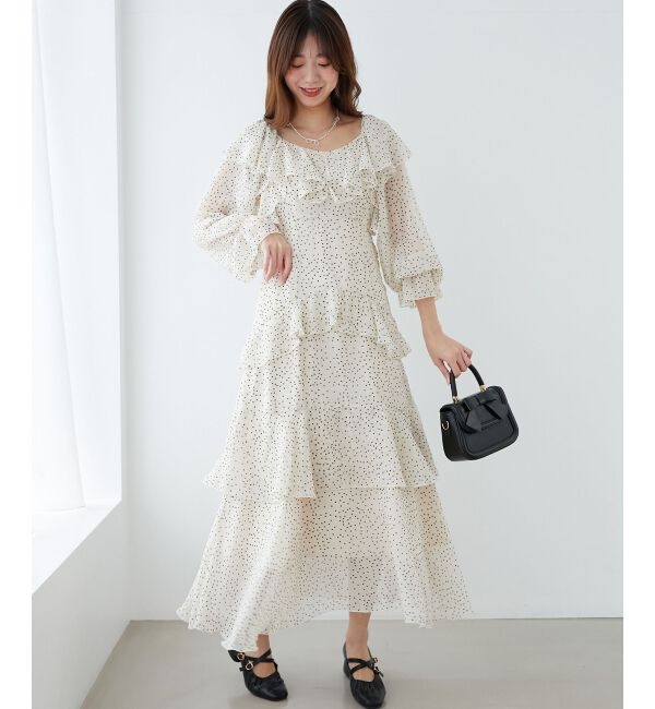 MAJESTICLEGON「エアリーフリルロングワンピース」|ワンピース|