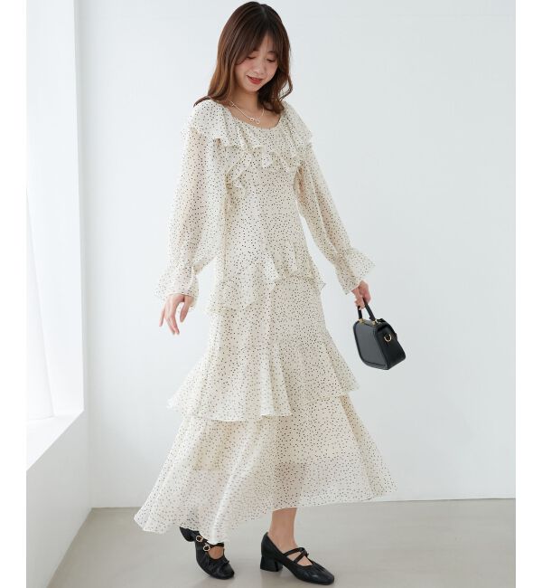 MAJESTICLEGON「エアリーフリルロングワンピース」|ワンピース|