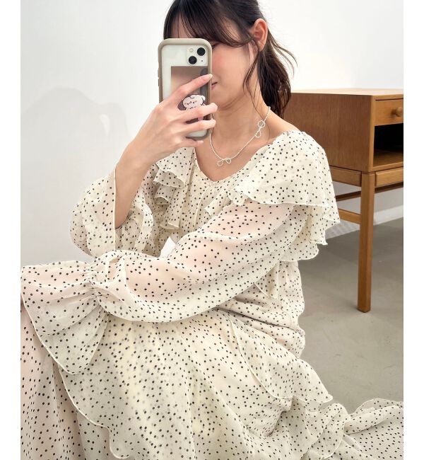 MAJESTICLEGON「エアリーフリルロングワンピース」|ワンピース|