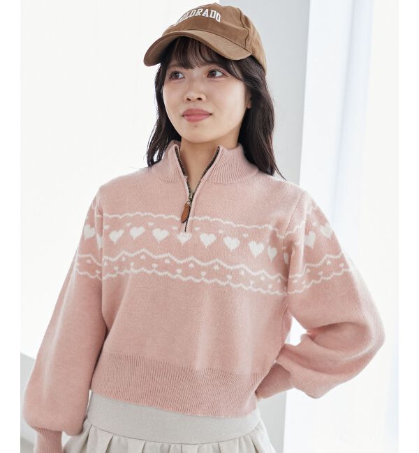 MAJESTICLEGON「ハートジャカードハーフジップニット」|ニット・セーター|