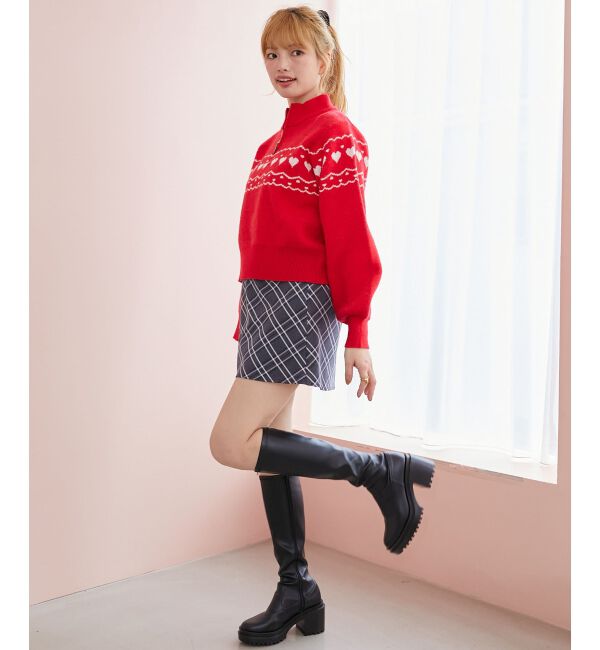 MAJESTICLEGON「ハートジャカードハーフジップニット」|ニット・セーター|