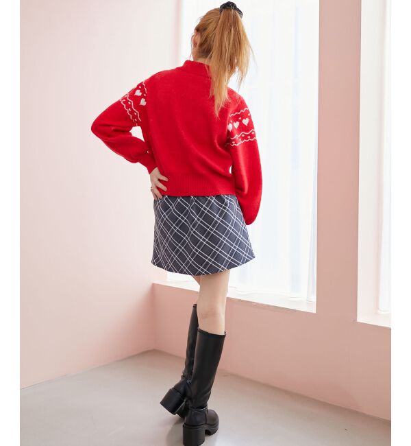 MAJESTICLEGON「ハートジャカードハーフジップニット」|ニット・セーター|