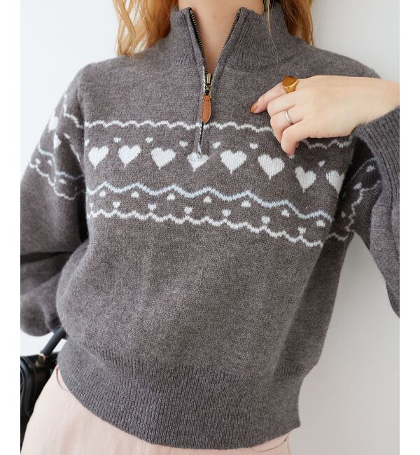 MAJESTICLEGON「ハートジャカードハーフジップニット」|ニット・セーター|