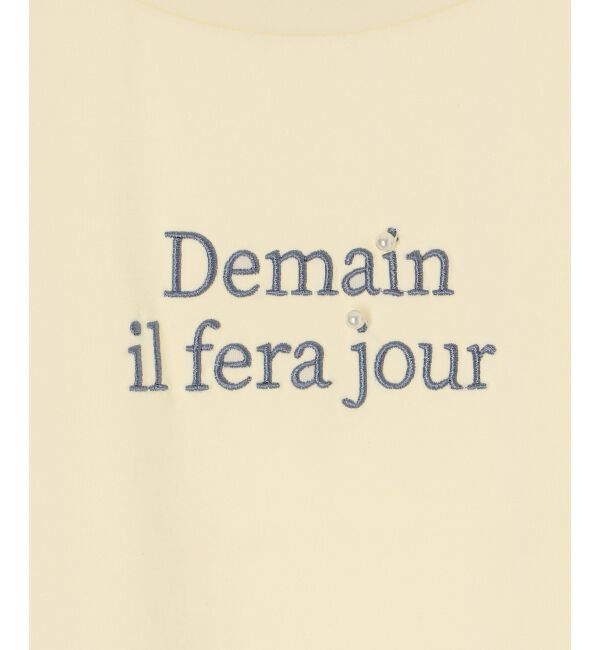  「パール付きクロップドロゴTシャツ」|Tシャツ・カットソー|