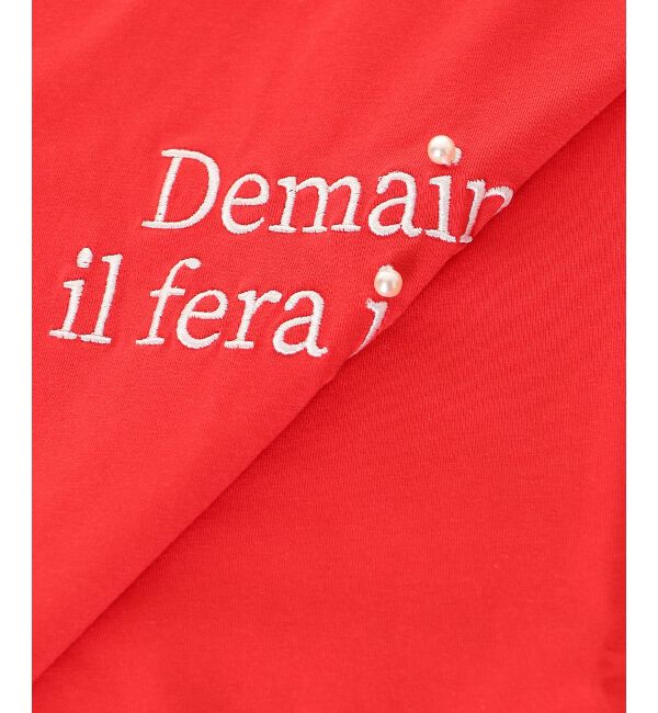  「パール付きクロップドロゴTシャツ」|Tシャツ・カットソー|