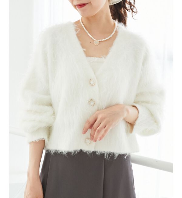  「ふわふわVネックショートカーデ」|カーディガン|