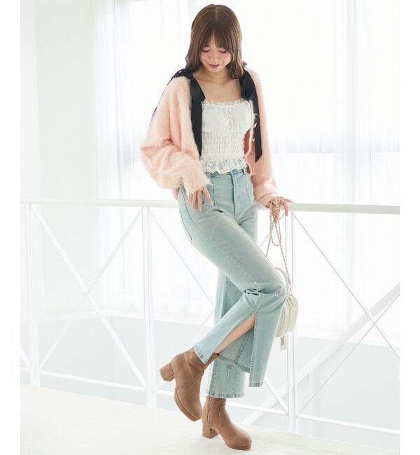  「ふわふわVネックショートカーデ」|カーディガン|