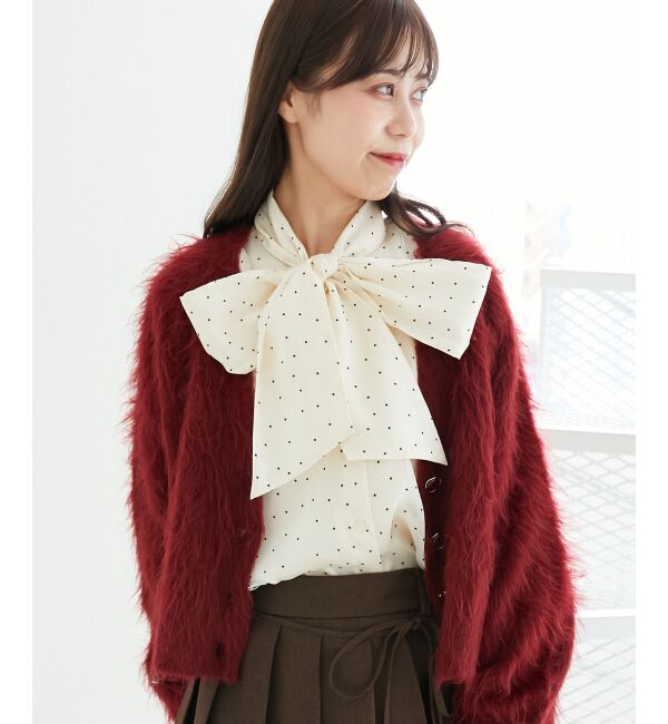 「ふわふわVネックショートカーデ」|カーディガン|