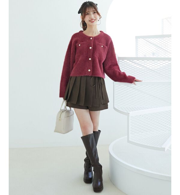  「&infin;ポケット付きフェザークルーカーデ」|カーディガン|