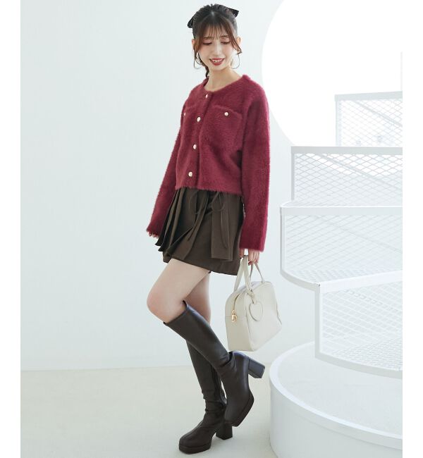  「&infin;ポケット付きフェザークルーカーデ」|カーディガン|