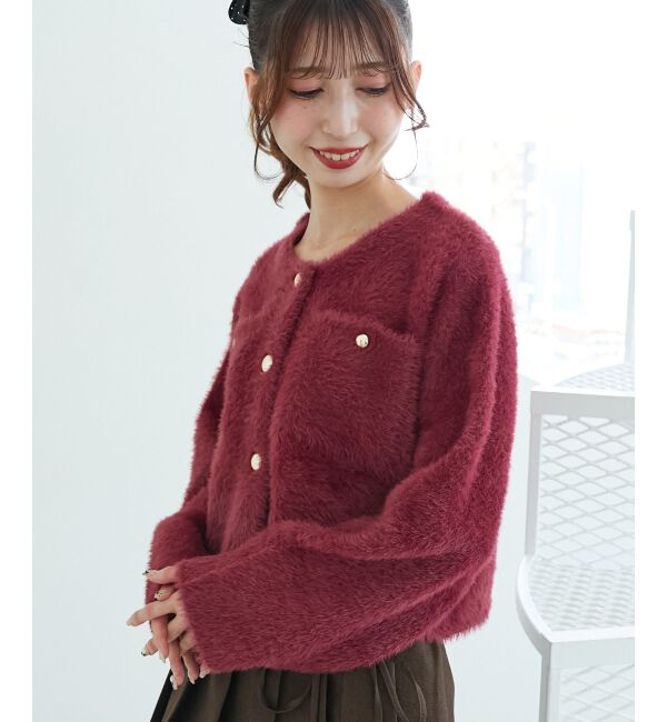  「&infin;ポケット付きフェザークルーカーデ」|カーディガン|