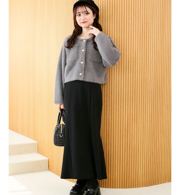  「&infin;ポケット付きフェザークルーカーデ」|カーディガン|