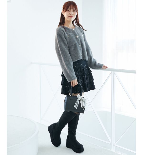  「&infin;ポケット付きフェザークルーカーデ」|カーディガン|