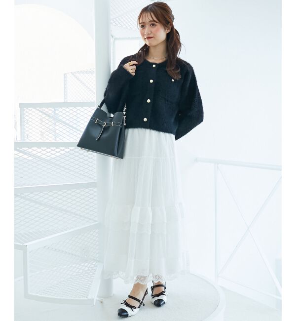  「&infin;ポケット付きフェザークルーカーデ」|カーディガン|