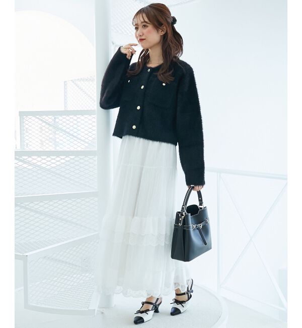  「&infin;ポケット付きフェザークルーカーデ」|カーディガン|