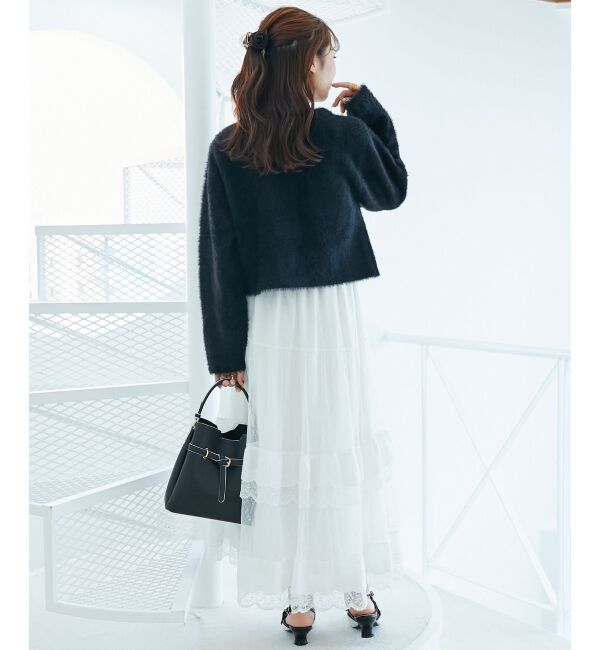  「&infin;ポケット付きフェザークルーカーデ」|カーディガン|