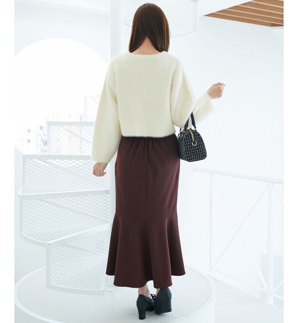  「&infin;ポケット付きフェザークルーカーデ」|カーディガン|