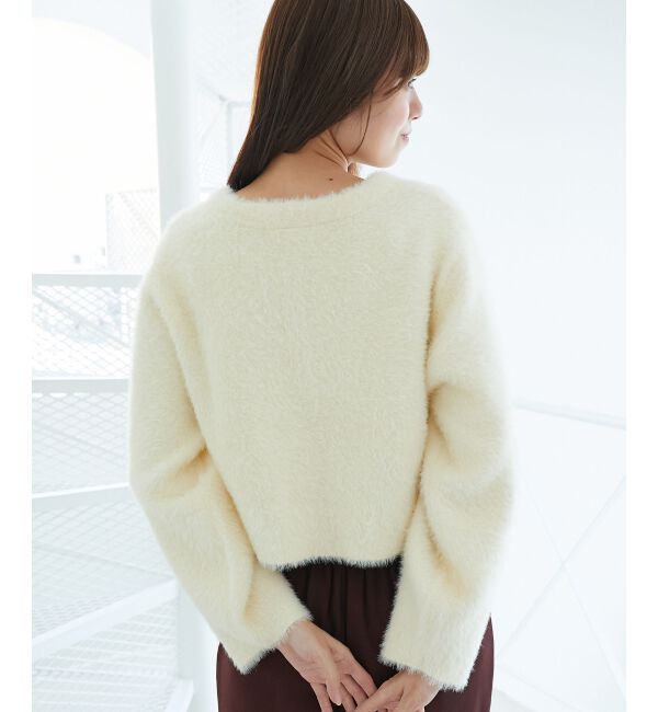  「&infin;ポケット付きフェザークルーカーデ」|カーディガン|