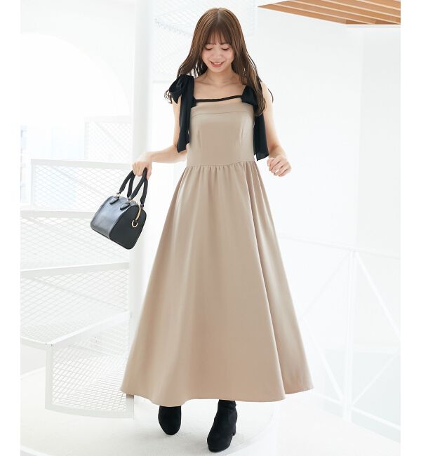  「◎配色肩リボンワンピース」|ワンピース|